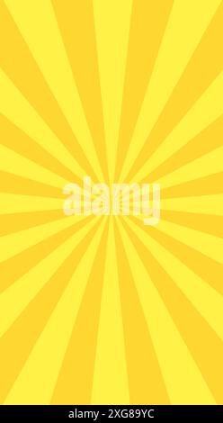 Yellow vertical banner with Sun rays, cellphone background, lines background, light Stock Vector