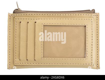 Brown leather card holder empty waller isolated on white studio background Stock Photo