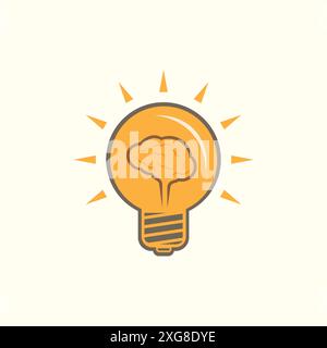 Light bulb with a brain inside, creating ideas, creative concept. Suitable for various related projects Stock Vector
