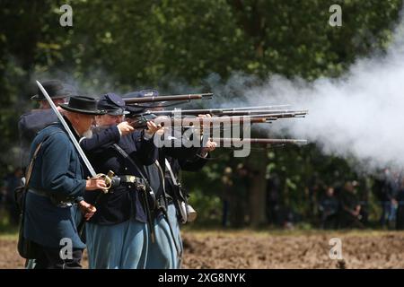 American Civil War Re-Enactors take part in a Historical battle re ...