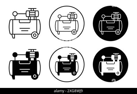 Air compressor icon vector logo set collection for web app ui Stock Vector