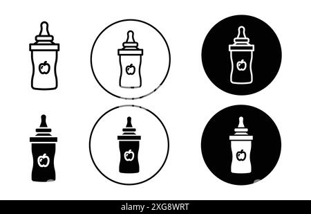 Baby food plastic bottle icon vector logo set collection for web app ui Stock Vector