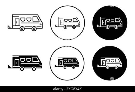 Caravan trailer icon vector logo set collection for web app ui Stock Vector