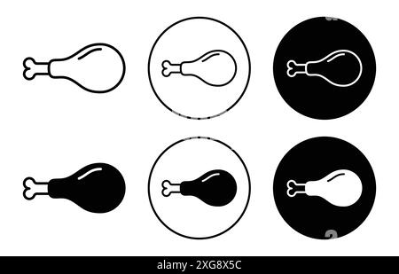 Chicken leg icon vector logo set collection for web app ui Stock Vector