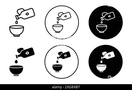 Cooking oil and bowl icon vector logo set collection for web app ui Stock Vector