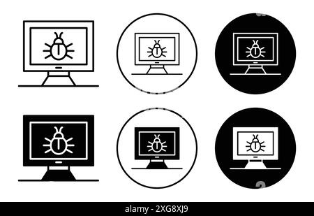 Computer bug icon vector logo set collection for web app ui Stock Vector