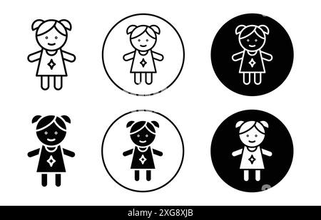Doll icon vector logo set collection for web app ui Stock Vector