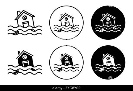 Flooded house icon vector logo set collection for web app ui Stock Vector