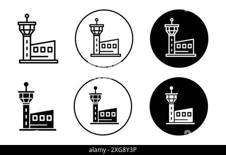 Flight Control tower icon vector logo set collection for web app ui Stock Vector