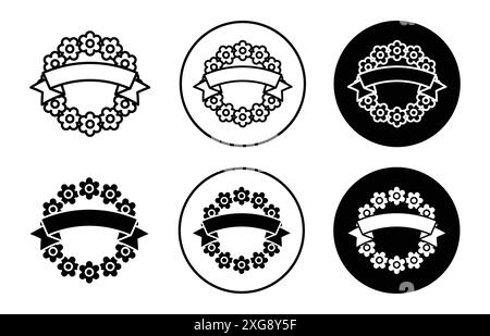 Funeral wreath icon vector logo set collection for web app ui Stock Vector