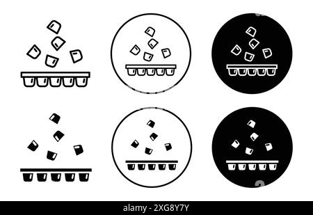 Ice cube plastic container icon vector logo set collection for web app ui Stock Vector