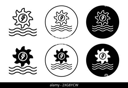 Hydro power icon vector logo set collection for web app ui Stock Vector