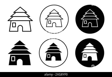 Mud hut icon vector logo set collection for web app ui Stock Vector