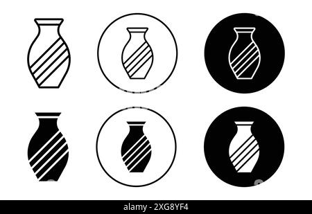 Ornamental vase icon vector logo set collection for web app ui Stock Vector