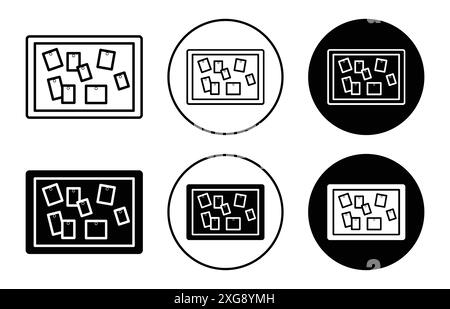 Notice board with notes icon vector logo set collection for web app ui Stock Vector