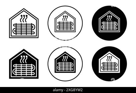 Underfloor heating icon vector logo set collection for web app ui Stock Vector