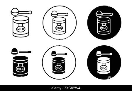 Powdered milk icon logo sign vector outline in black and white color ...