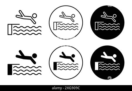 swimmer jumping icon vector logo set collection for web app ui Stock Vector