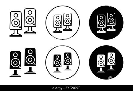 Two Stereo Speakers icon vector logo set collection for web app ui Stock Vector