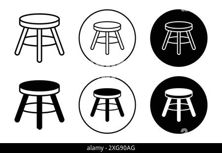 Stool icon vector logo set collection for web app ui Stock Vector