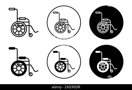 Wheelchair icon vector logo set collection for web app ui Stock Vector