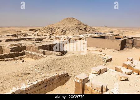 Saqqara(Saqqarah, Sakkara), Pyramid of Unas, with mastabas of royal necropolis, west bank of the Nile river, Giza, Egypt, North Africa, Africa Stock Photo