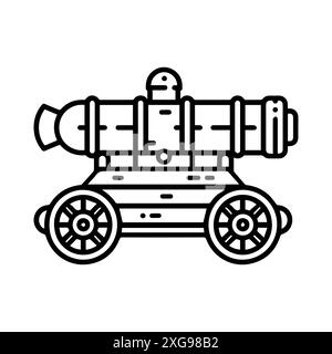artillery icon or modern line symbol. Vector line art and icon design with bold outline. Black and white Pixel Perfect minimalistic symbol isolated wh Stock Vector