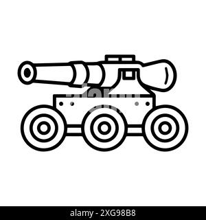 artillery icon or modern line symbol. Vector line art and icon design with bold outline. Black and white Pixel Perfect minimalistic symbol isolated wh Stock Vector