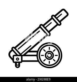 artillery icon or modern line symbol. Vector line art and icon design with bold outline. Black and white Pixel Perfect minimalistic symbol isolated wh Stock Vector
