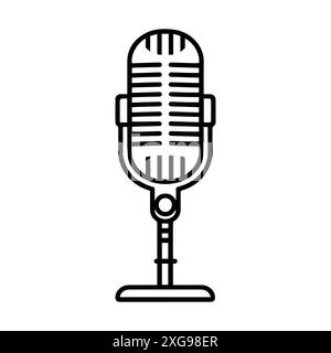 Microphone icon or modern line symbol. Vector line art and icon design with bold outline. Black and white Pixel Perfect minimalistic symbol isolated w Stock Vector