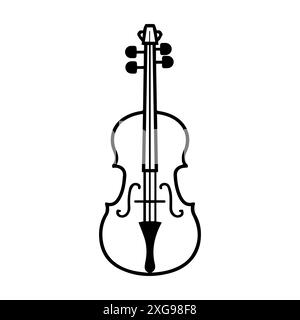 violin icon or modern line symbol. Vector line art and icon design with bold outline. Black and white Pixel Perfect minimalistic symbol isolated white Stock Vector