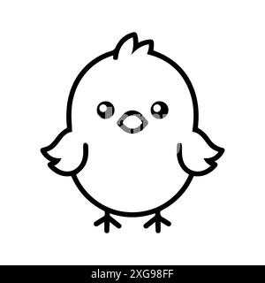 Chick icon or modern line symbol. Vector line art and icon design with bold outline. Black and white Pixel Perfect minimalistic symbol isolated white Stock Vector
