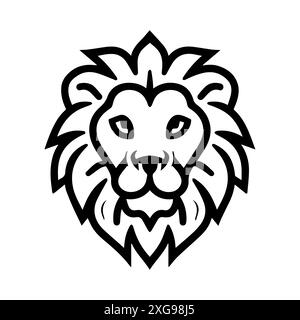 Lion icon or modern line symbol. Vector line art and icon design with bold outline. Black and white Pixel Perfect minimalistic symbol isolated white b Stock Vector