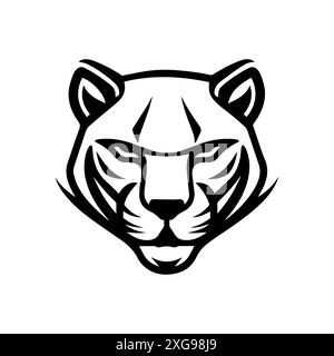 panther icon or modern line symbol. Vector line art and icon design with bold outline. Black and white Pixel Perfect minimalistic symbol isolated whit Stock Vector