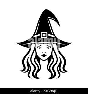 witch icon or modern line symbol. Vector line art and icon design with bold outline. Black and white Pixel Perfect minimalistic symbol isolated white Stock Vector