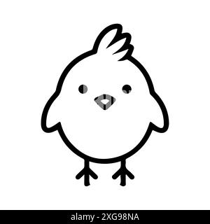 Chick icon or modern line symbol. Vector line art and icon design with bold outline. Black and white Pixel Perfect minimalistic symbol isolated white Stock Vector