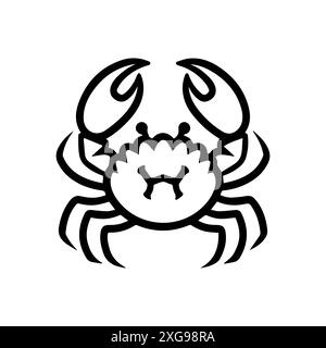 Crab icon or modern line symbol. Vector line art and icon design with bold outline. Black and white Pixel Perfect minimalistic symbol isolated white b Stock Vector