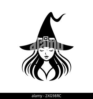 witch icon or modern line symbol. Vector line art and icon design with bold outline. Black and white Pixel Perfect minimalistic symbol isolated white Stock Vector