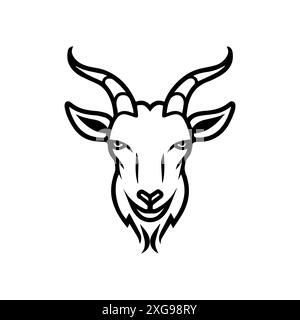 Goat icon or modern line symbol. Vector line art and icon design with bold outline. Black and white Pixel Perfect minimalistic symbol isolated white b Stock Vector
