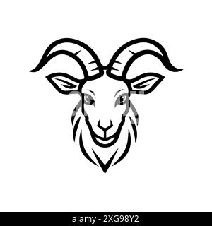 Goat icon or modern line symbol. Vector line art and icon design with bold outline. Black and white Pixel Perfect minimalistic symbol isolated white b Stock Vector