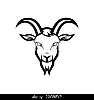 Goat icon or modern line symbol. Vector line art and icon design with bold outline. Black and white Pixel Perfect minimalistic symbol isolated white b Stock Vector