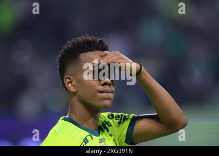 Sao Paulo, Brazil. 07th July, 2024. SP - SAO PAULO - 07/07/2024 - BRAZILIAN A 2024, PALMEIRAS x BAHIA - Estevao player for Palmeiras during a match against Bahia at the Arena Allianz Parque stadium for the Brazilian A 2024 championship. Photo: Marcello Zambrana/AGIF Credit: AGIF/Alamy Live News Stock Photo