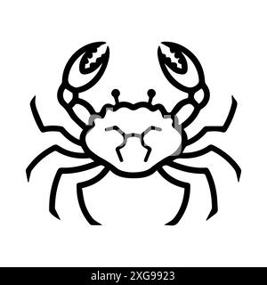Crab icon or modern line symbol. Vector line art and icon design with bold outline. Black and white Pixel Perfect minimalistic symbol isolated white b Stock Vector