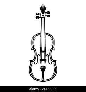 violin icon or modern line symbol. Vector line art and icon design with bold outline. Black and white Pixel Perfect minimalistic symbol isolated white Stock Vector
