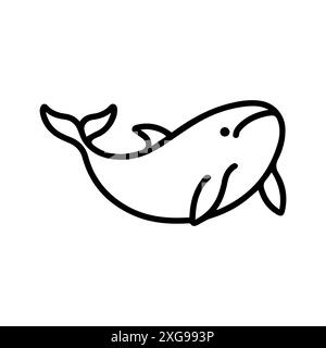 Whale icon or modern line symbol. Vector line art and icon design with bold outline. Black and white Pixel Perfect minimalistic symbol isolated white Stock Vector