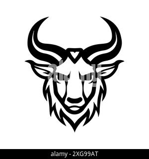 Minotaur icon or modern line symbol. Vector line art and icon design with bold outline. Black and white Pixel Perfect minimalistic symbol isolated whi Stock Vector