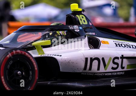 Lexington, Oh, USA. 7th July, 2024. JACK HARVEY (18) of Bassingham, England practices for the Honda Indy 200 at Mid-Ohio Sports Car Course in Lexington, OH. (Credit Image: © Walter G. Arce Sr./ASP via ZUMA Press Wire) EDITORIAL USAGE ONLY! Not for Commercial USAGE! Credit: ZUMA Press, Inc./Alamy Live News Stock Photo