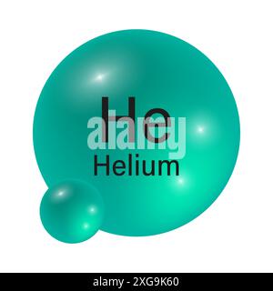 Helium periodic table element chemical symbol. Vector helium atom gas ...