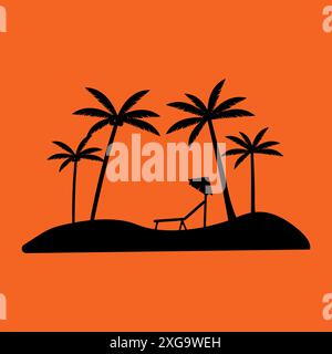 Palm tree vector silhouette coconut icon. Tropic palm tree black summer isolated design background Stock Vector