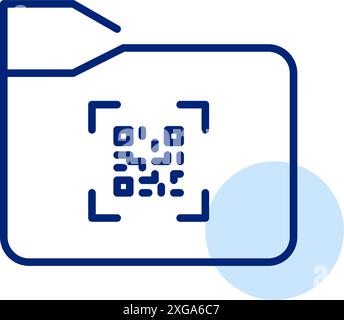 File folder and qr code. Fast digital document access, instant data retrieval. Pixel perfect, editable stroke vector icon Stock Vector